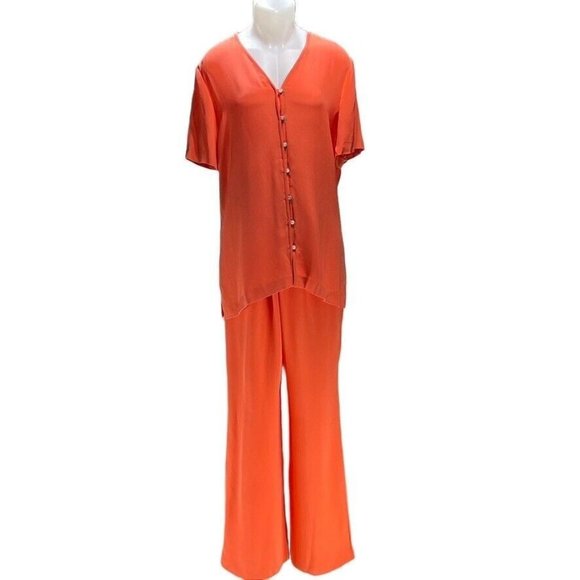 CYNTHIA HOWIE MAGGIE BOUTIQUE Pants Suit Silk Orange Wide Leg Womens Size 16 NEW - Picture 12 of 12